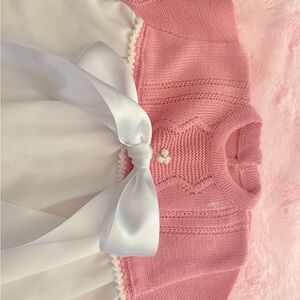 Charming Pink and White Kids Dress with Bow